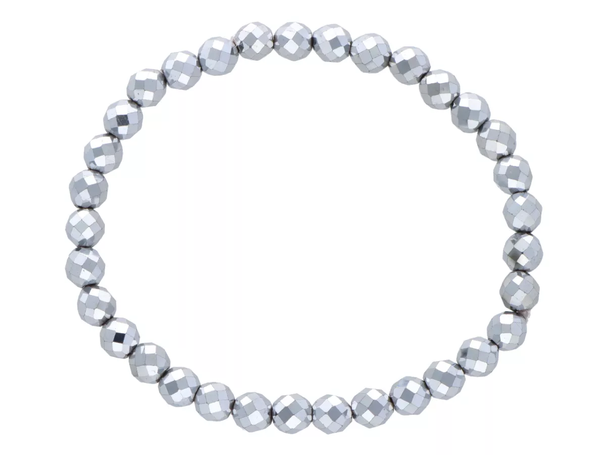 R3R06 BRANSOLETKA HEMATYT KULE FASETOWANE 6 mm