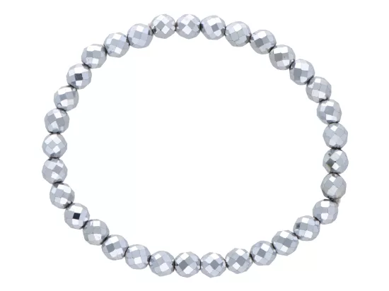 R3R06 BRANSOLETKA HEMATYT KULE FASETOWANE 6 mm