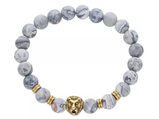 R4N52 BRANSOLETKA JASPIS PICASSO MATOWY KULE 8,5 mm