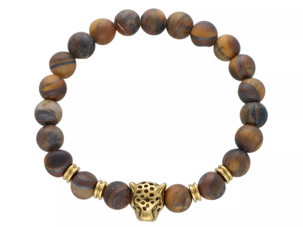 R4N66 BRANSOLETKA TYGRYSIE OKO MATOWE KULE 8,5 mm