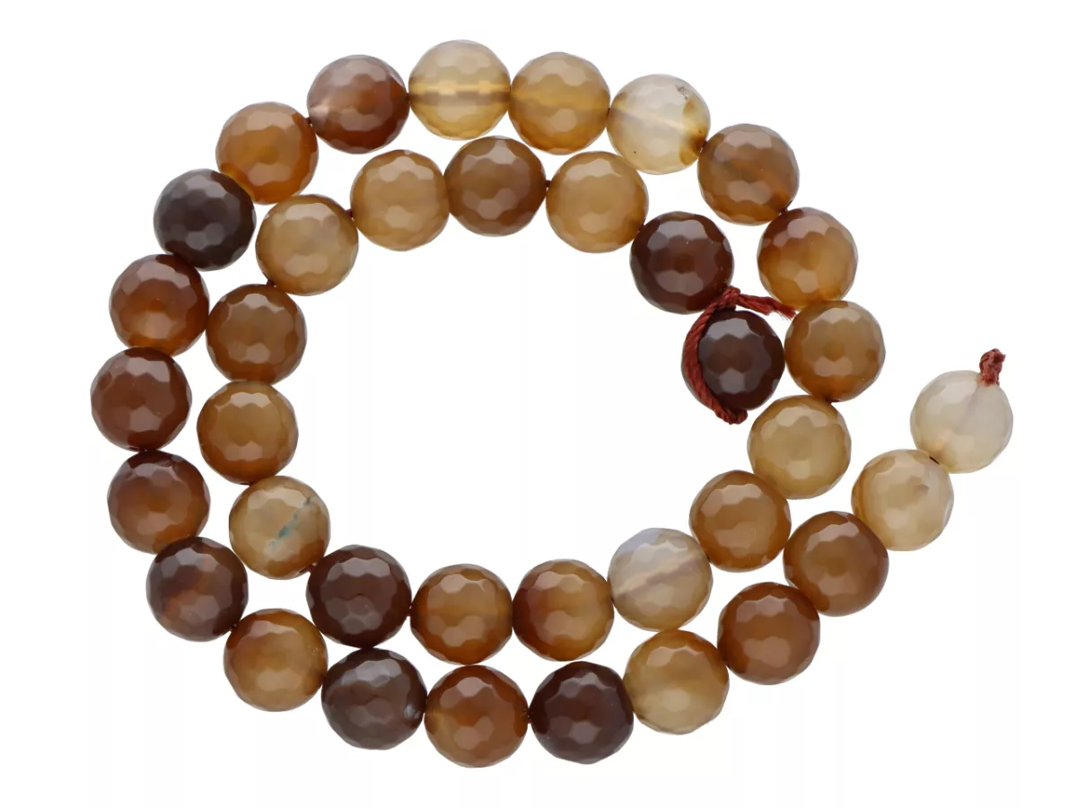 K5Z39 AGAT BRĄZOWY KULE FASET 10 mm 1 SZNUR