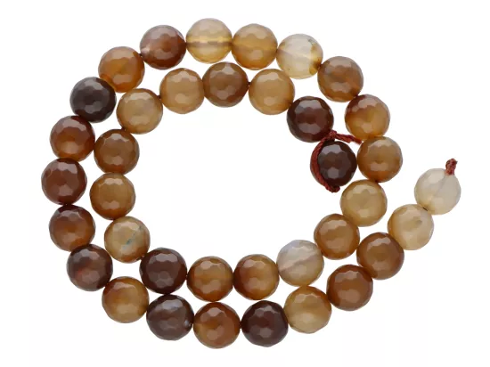 K5Z39 AGAT BRĄZOWY KULE FASET 10 mm 1 SZNUR