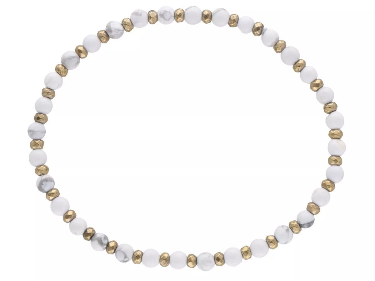 R4M50 BRANSOLETKA HOWLIT BIAŁY LUX KULE 4,5 mm