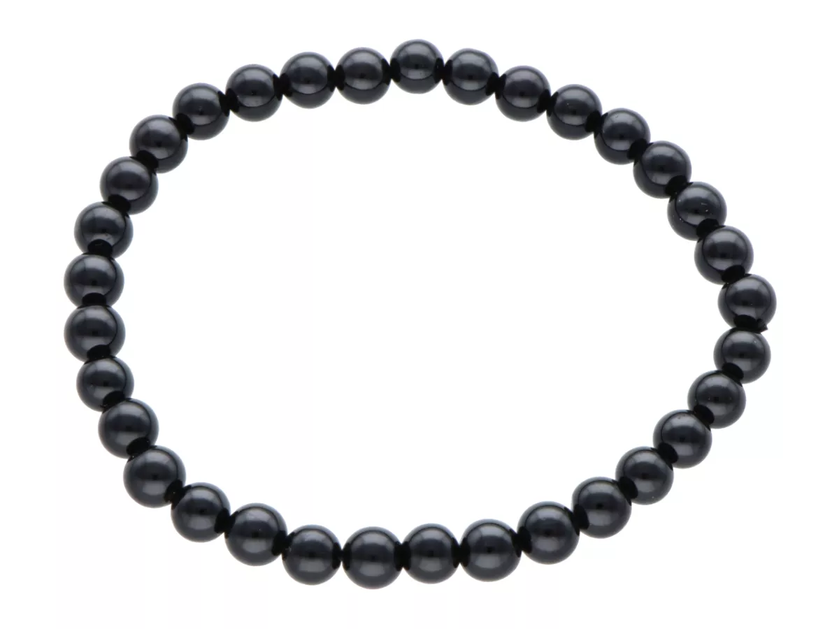 R4B53 BRANSOLETKA TURMALIN CZARNY KULE 6 mm