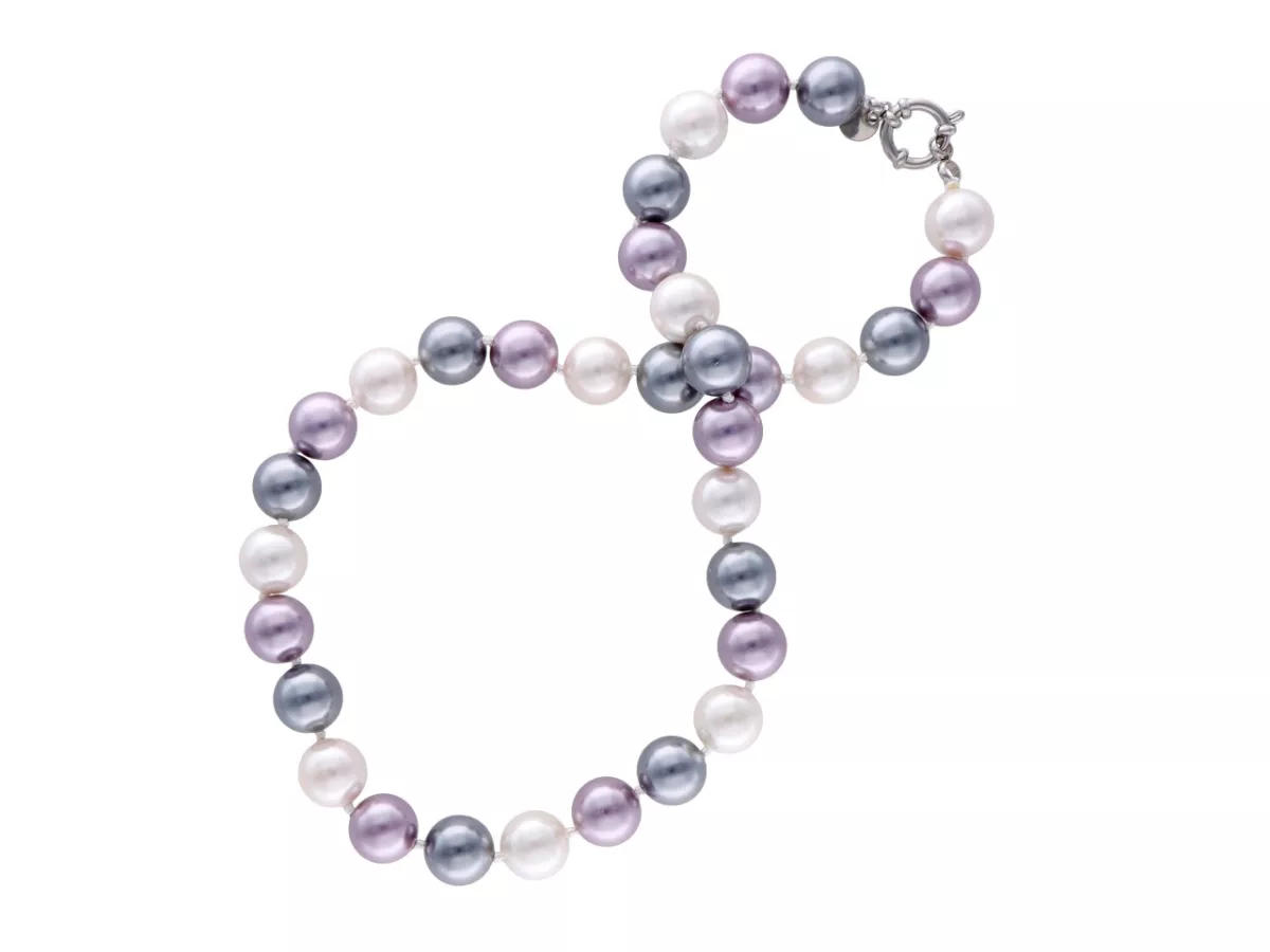 N2J94 NASZYJNIK PERŁA MAJORKA KULE 12 mm