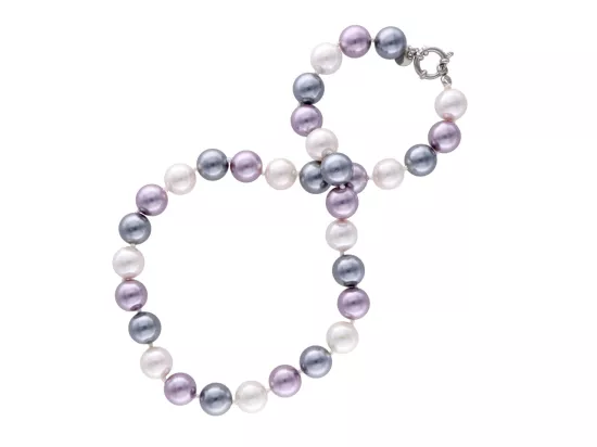 N2J94 NASZYJNIK PERŁA MAJORKA KULE 12 mm