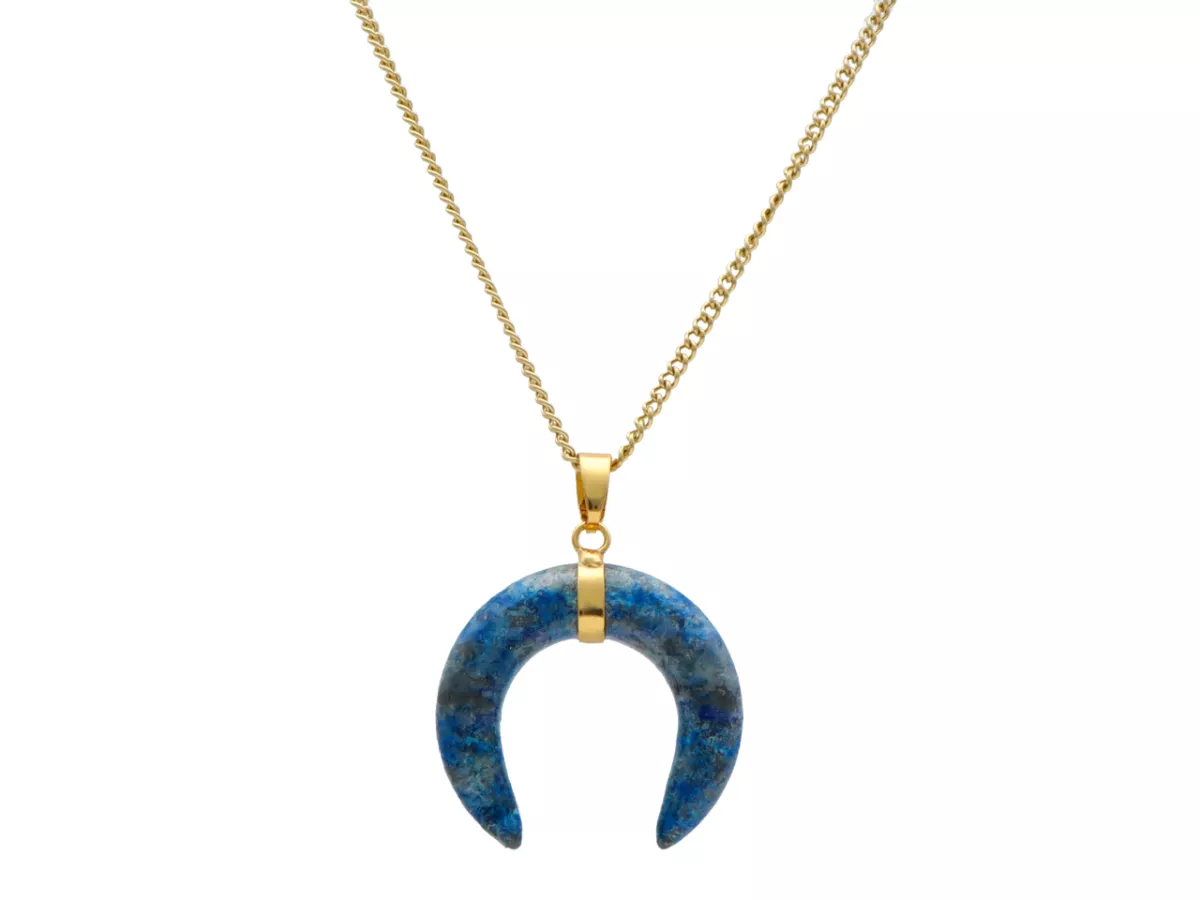 N3I24 NASZYJNIK RÓG OBFITOŚCI LAPIS LAZULI I STAL CHIRURGICZNA