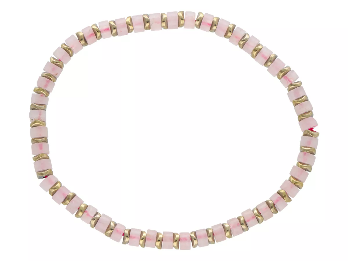 R4U55 BRANSOLETKA KWARC RÓŻOWY I HEMATYT