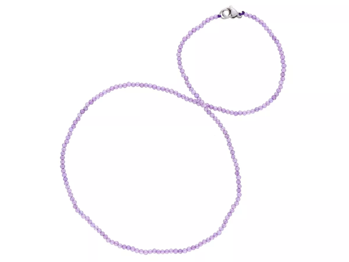 N2P14 NASZYJNIK CYRKONIA SZKLANA KULE FASETOWANE 2 mm