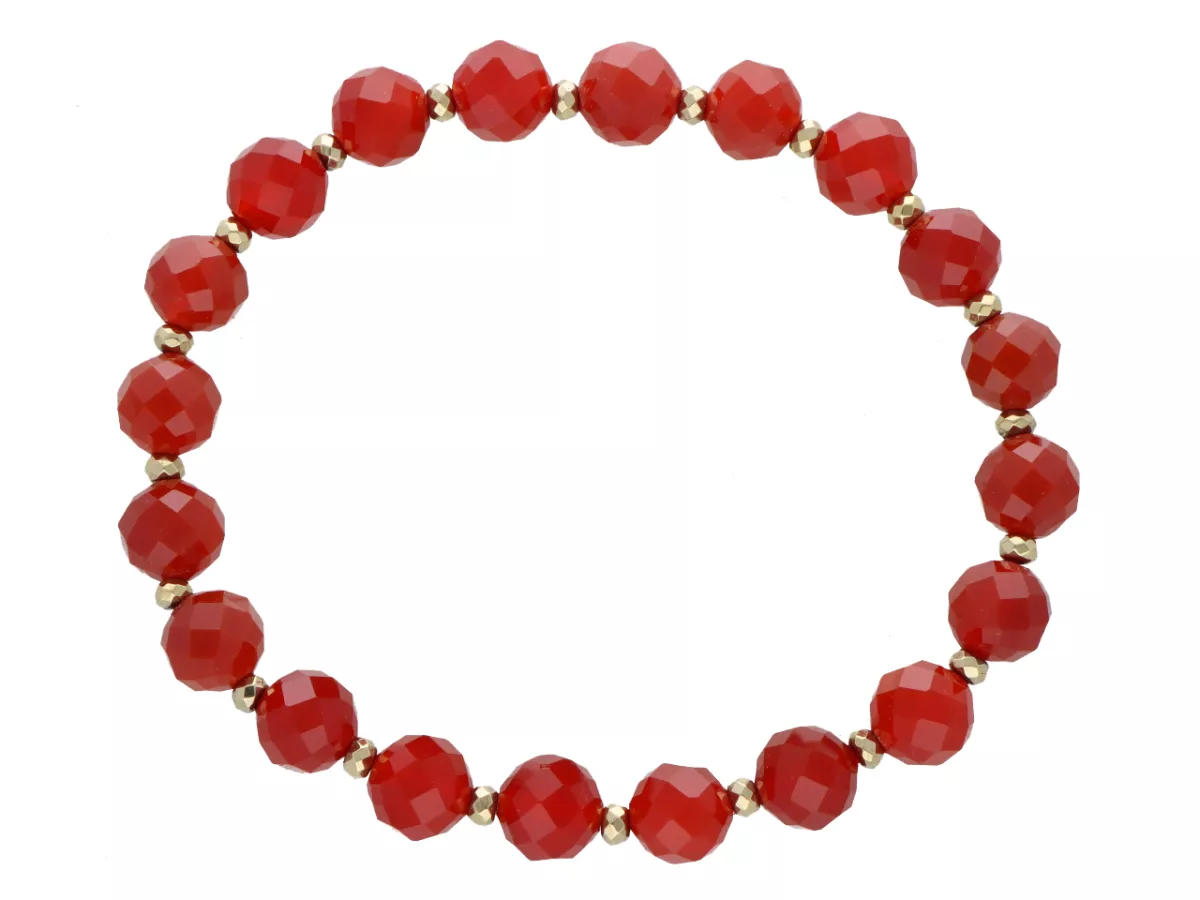 R5B90 BRANSOLETKA AGAT CZERWONY I HEMATYT