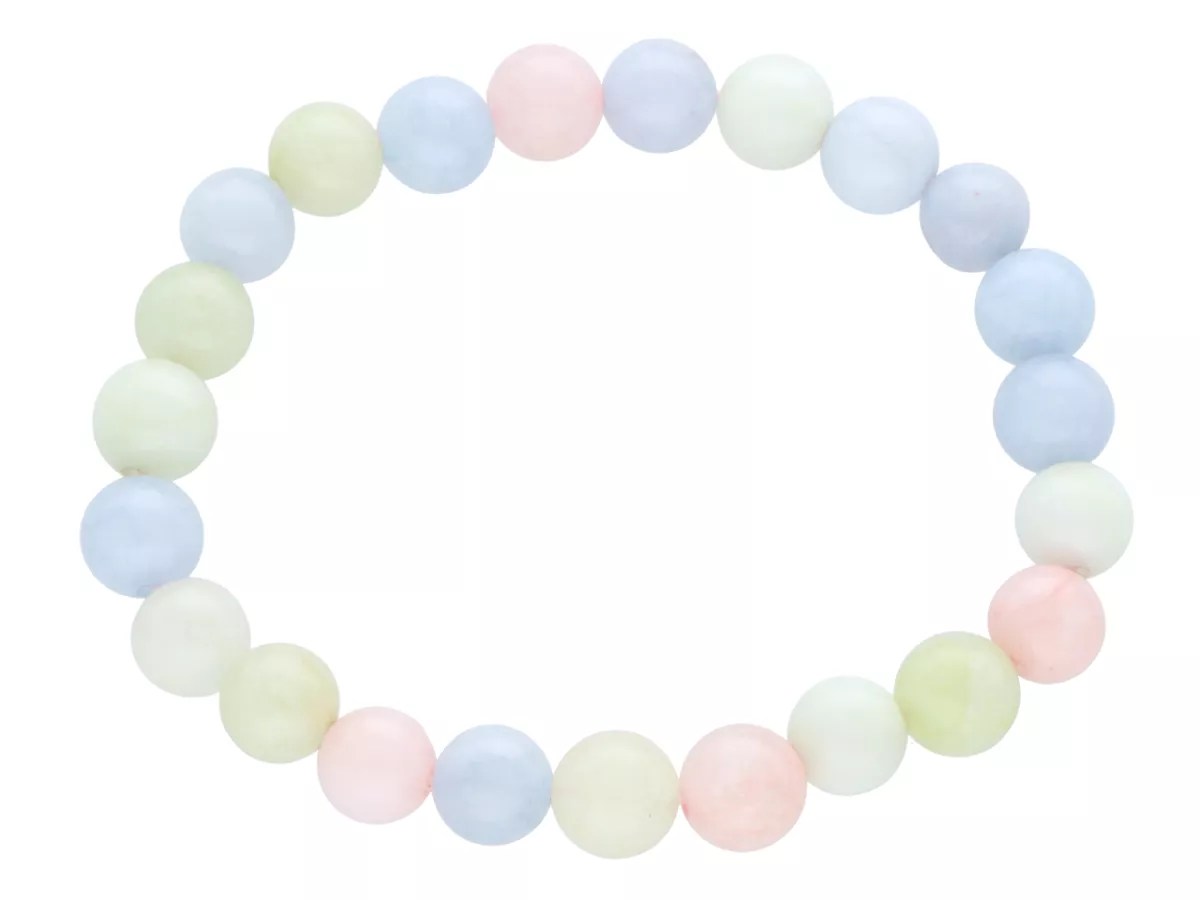 R4E52 BRANSOLETKA JADEIT MORGANITOWY KULE 8,5 mm