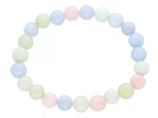 R4E52 BRANSOLETKA JADEIT MORGANITOWY KULE 8,5 mm