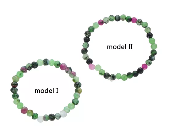 R3B65 PIERŚCIONEK ZOISYT Z RUBINEM KULE FASETOWANE 2 mm