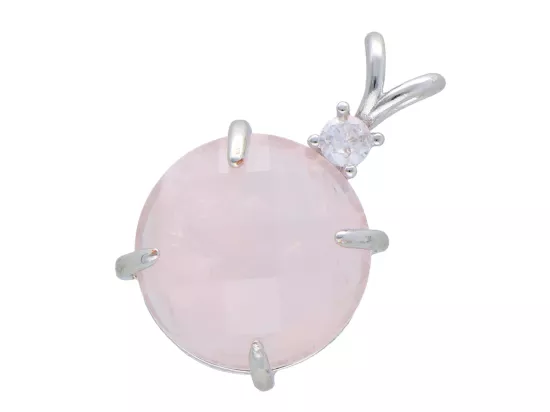 W2X00 WISIOR ZAWIESZKA KWARC RÓŻOWY FASETOWANY