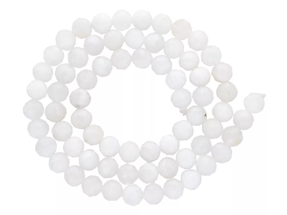 K7C28 KAMIEŃ KSIĘŻYCOWY KULE FASETOWANE 6 mm - 1 SZNUR