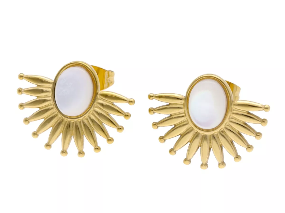 U1X18 KOLCZYKI MASA PERŁOWA I STAL CHIRURGICZNA 1 PARA