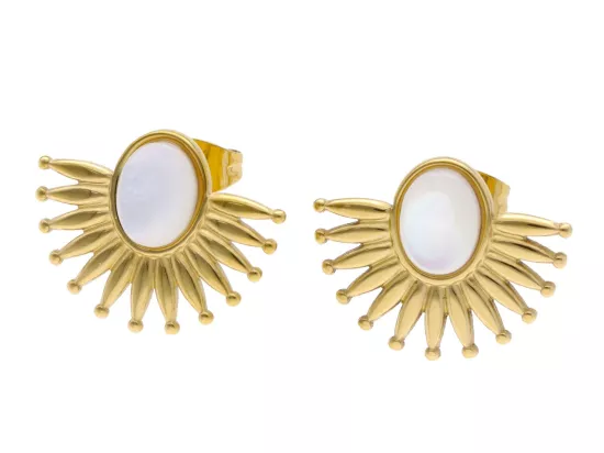 U1X18 KOLCZYKI MASA PERŁOWA I STAL CHIRURGICZNA 1 PARA