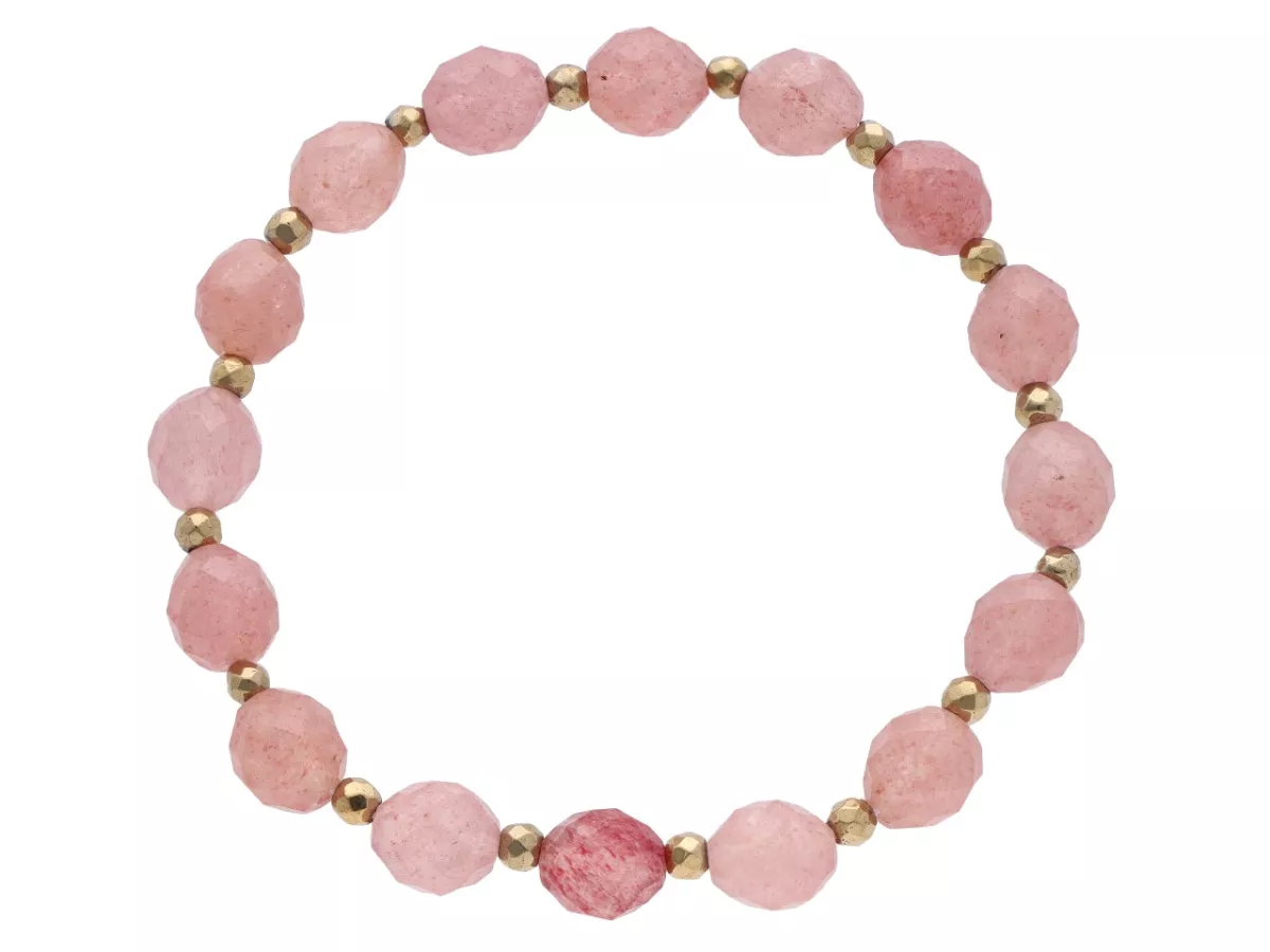 R4U47 BRANSOLETKA KWARC ARBUZI OWAL FASETOWANY 7/8 mm