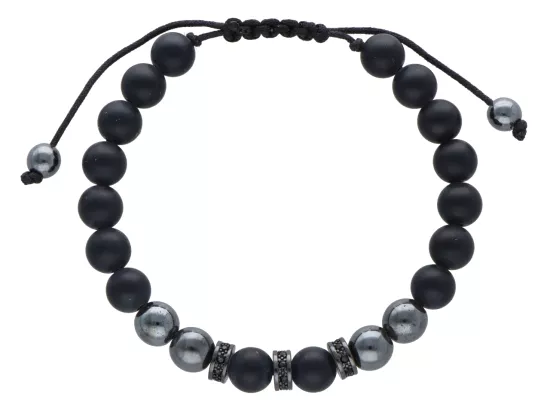 R4M03 BRANSOLETKA SHAMBALLA ONYKS MATOWY I HEMATYT