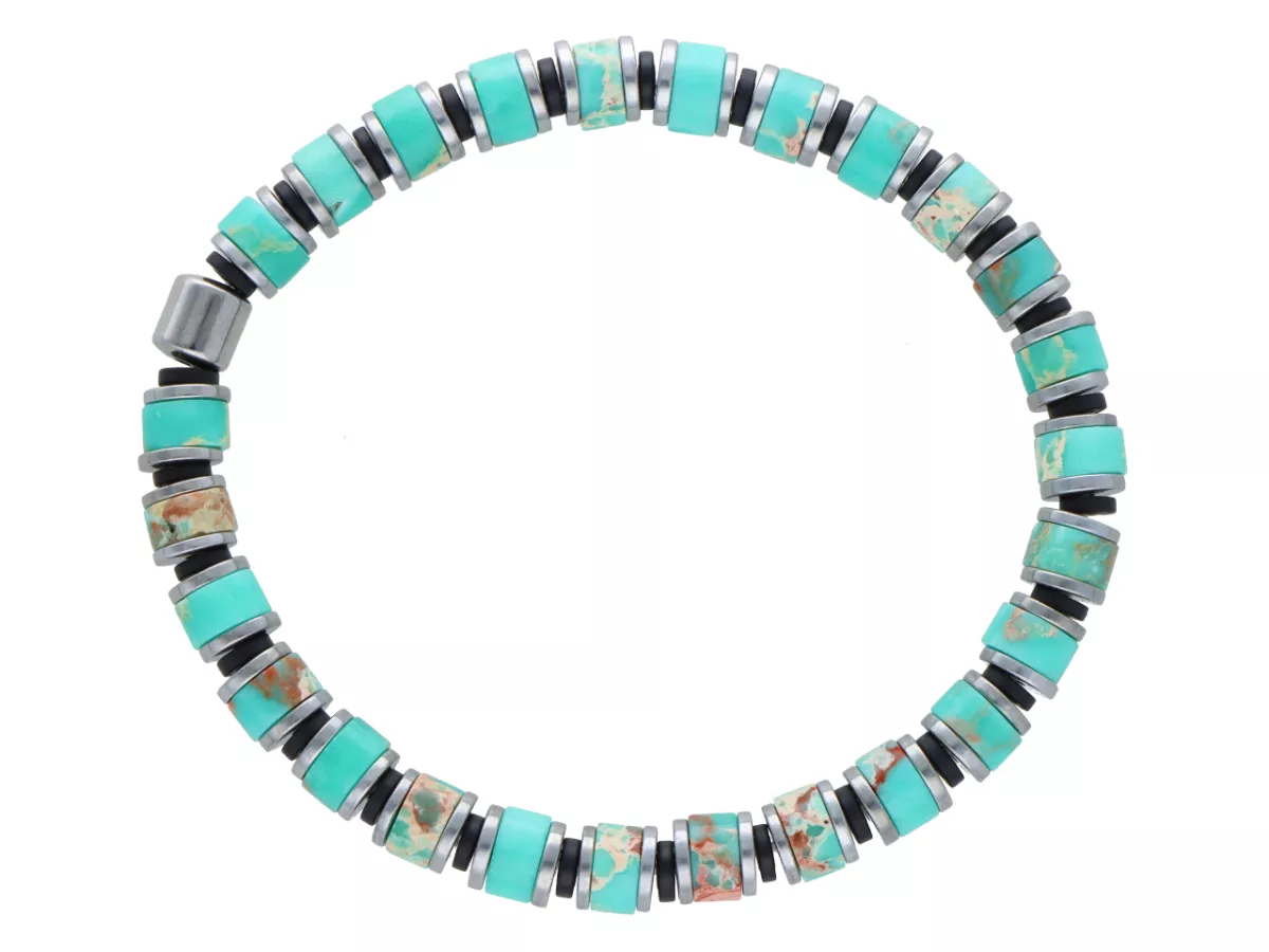 R4O65 BRANSOLETKA JASPIS CESARSKI KAMIEŃ TYGRYSI I HEMATYT