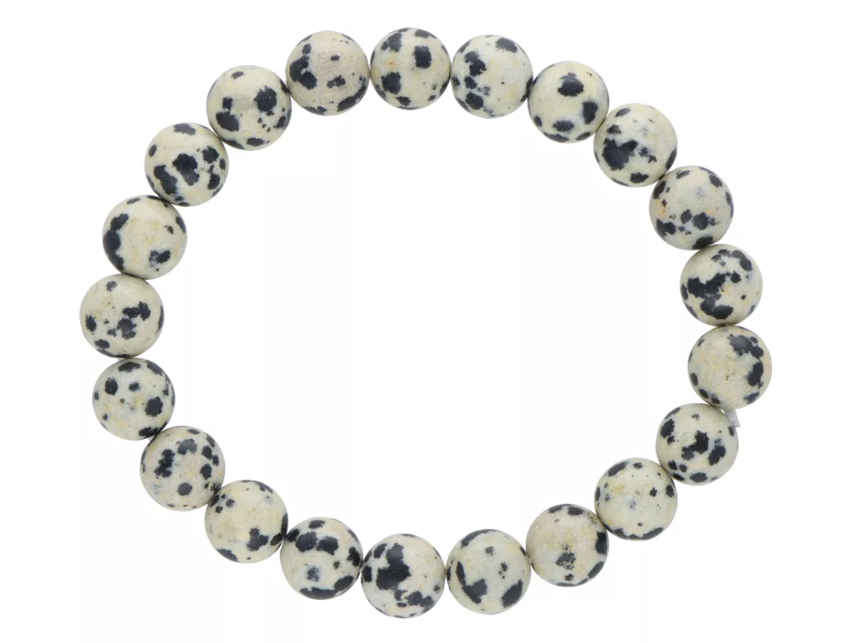 R2M14 BRANSOLETKA JASPIS DALMATYŃSKI KULE 8,5 mm