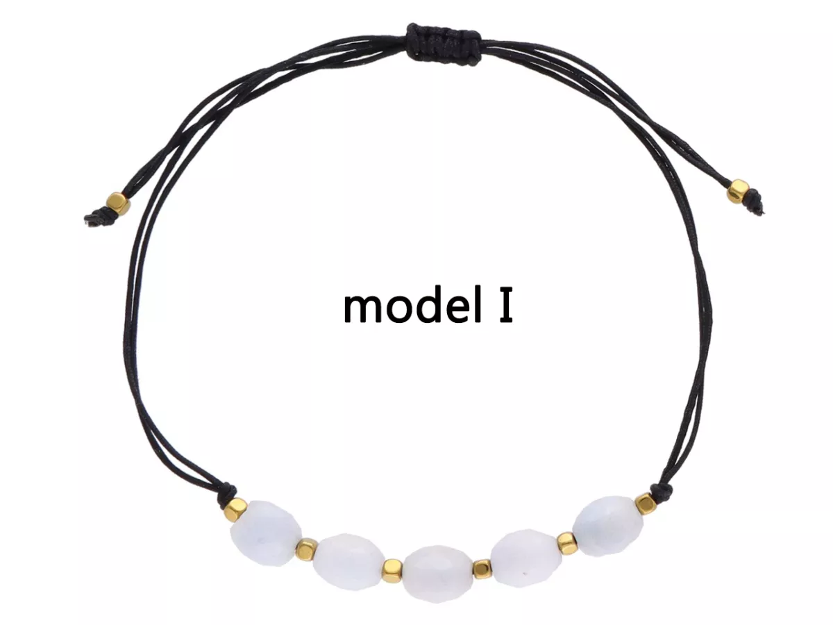 R4N04 BRANSOLETKA SHAMBALLA AKWAMARYN DYSK FASETOWANY