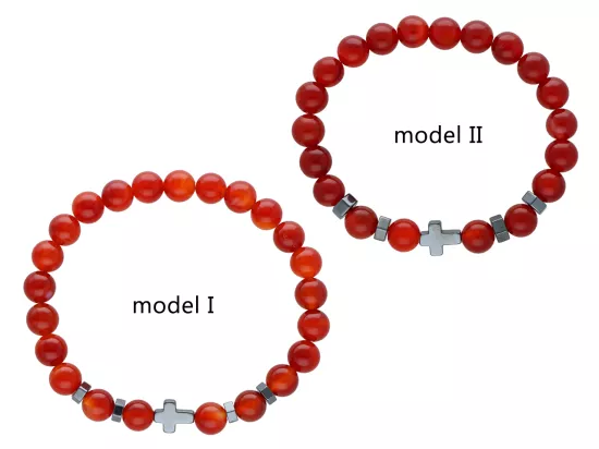 R4O02 BRANSOLETKA AGAT CZERWONY KULE 8 mm