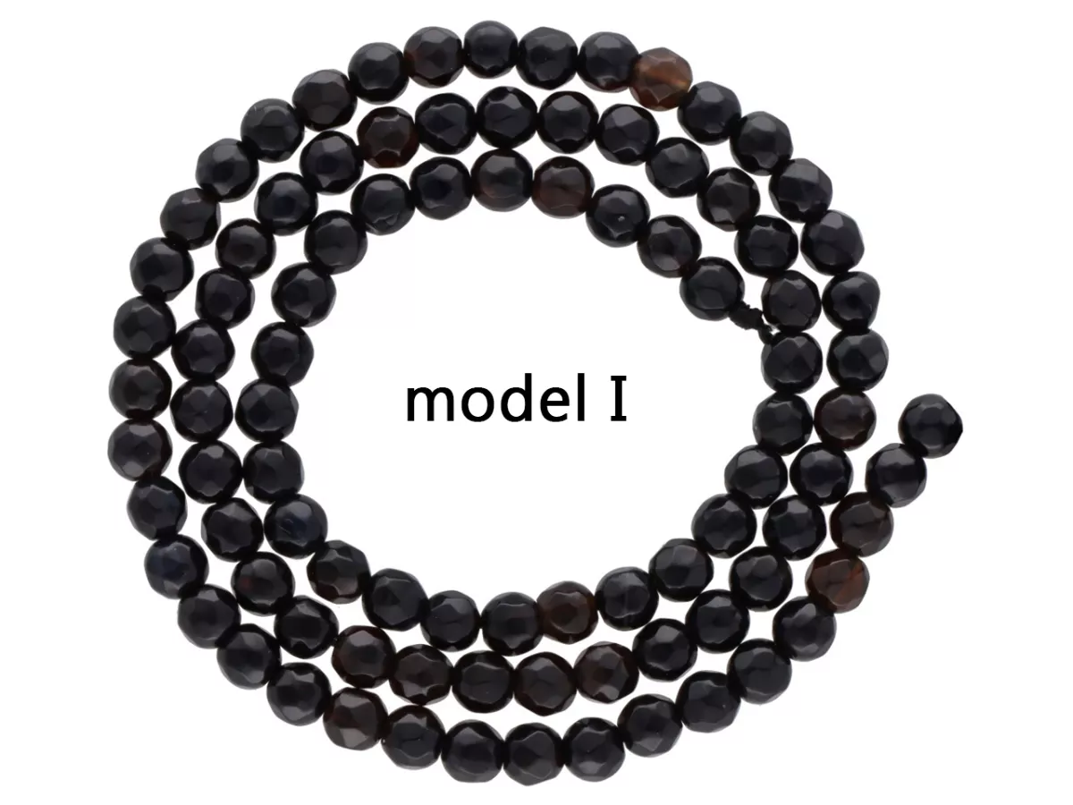 K6W90 AGAT CZARNY KULE FASETOWANE 4 mm - 1 SZNUR