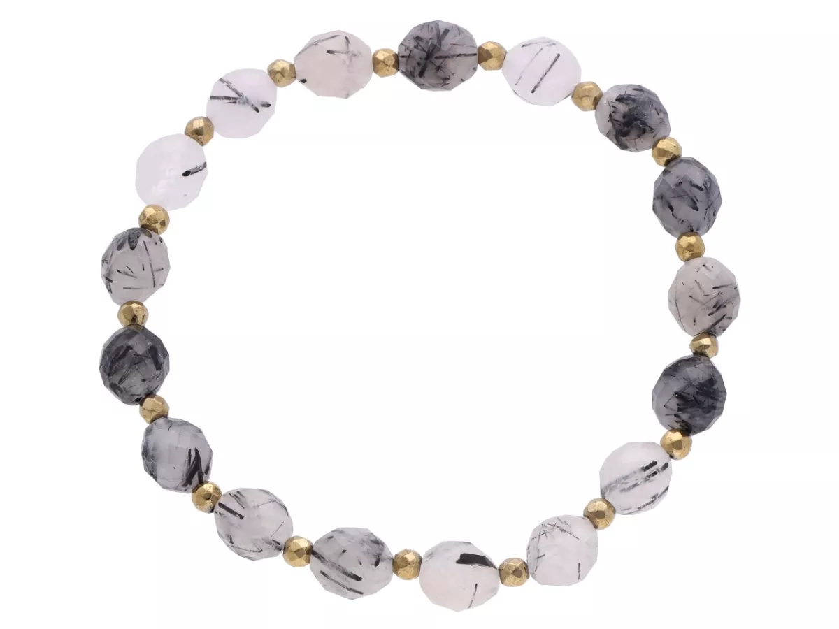 R4U53 BRANSOLETKA KWARC PAPROCI OWAL FASETOWANY 7/8 mm