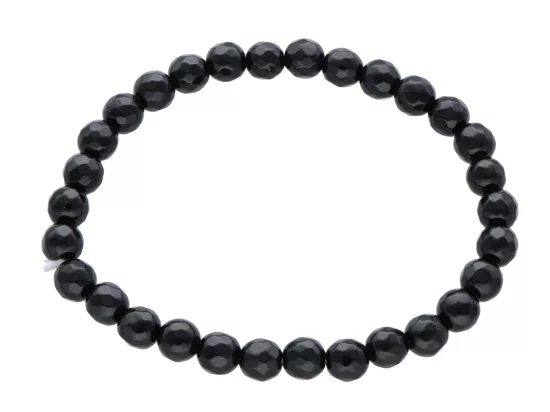 R3U03 BRANSOLETKA ONYKS LUX KULE FASETOWANE 6 mm