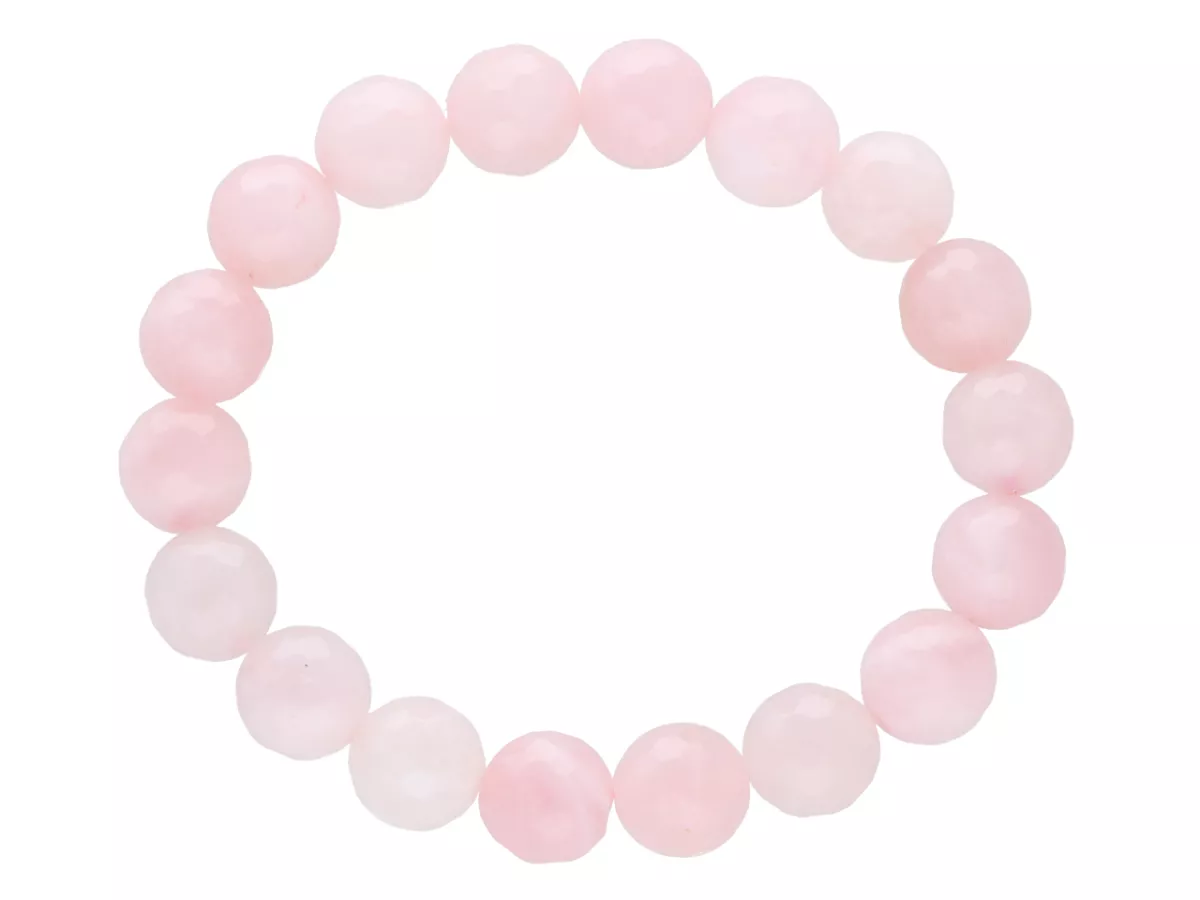 R2S59 BRANSOLETKA KWARC RÓŻOWY KULE FASETOWANE 10 mm