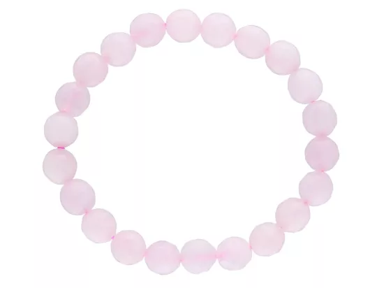 R2S58 BRANSOLETKA KWARC RÓŻOWY KULE FASETOWANE 8 mm