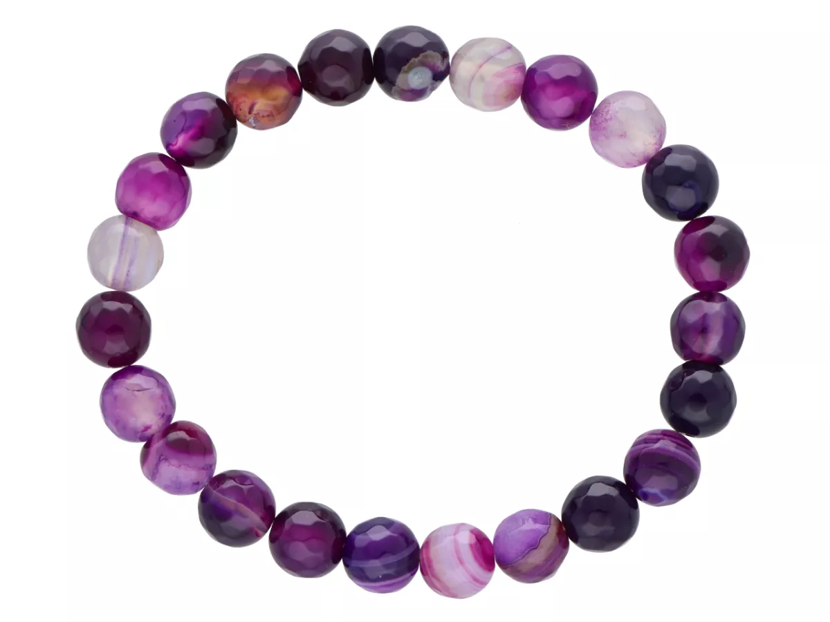 R4H94 BRANSOLETKA AGAT KULE FASETOWANE 8 mm