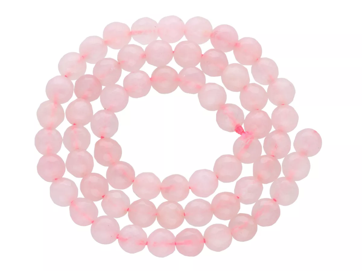 K6N73 KWARC RÓŻOWY KULE FASETOWANE 6 mm - 1 SZNUR