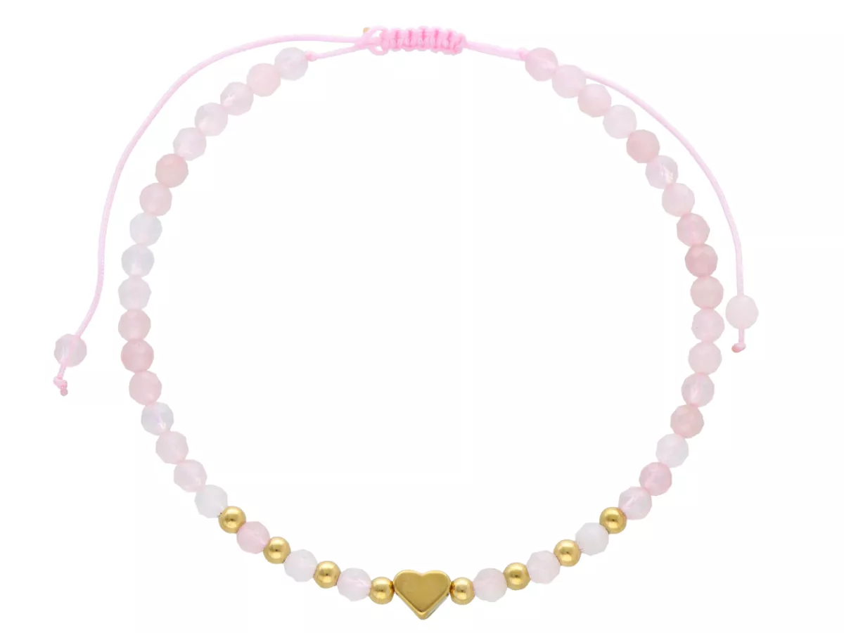 R4S07 BRANSOLETKA SHAMBALLA KWARC RÓŻOWY I STAL CHIRURGICZNA