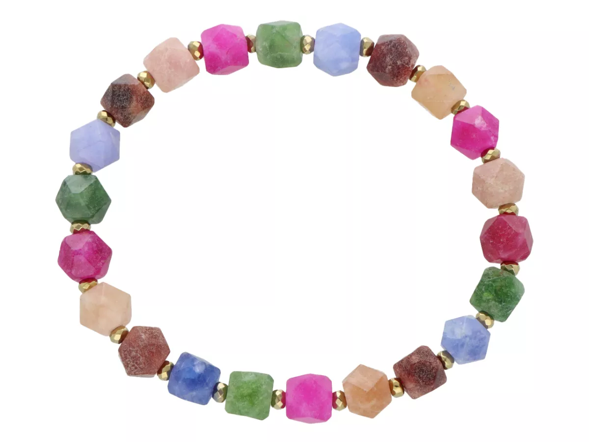 R5E41 BRANSOLETKA JADEIT TURMALINOWY I HEMATYT