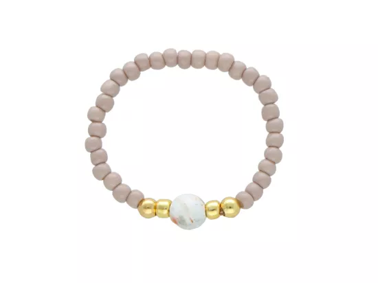 R5A90 PIERŚCIONEK AGAT I KORALIKI TOHO