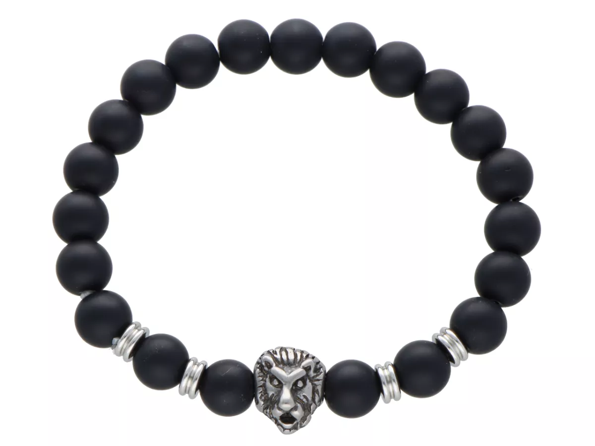 R4N49 BRANSOLETKA ONYKS MATOWY KULE 8 mm