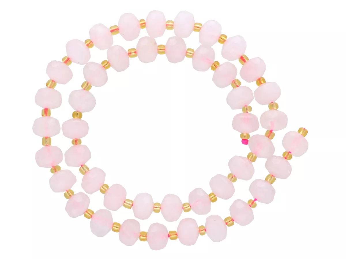 K7M60 KWARC RÓŻOWY OPONKI FASETOWANE 8/6 mm - 1 SZNUR