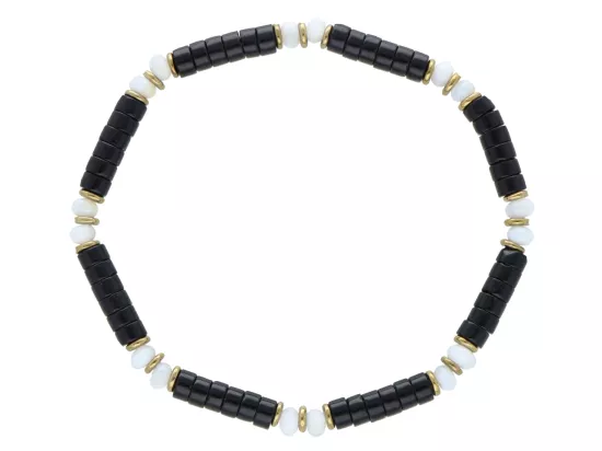 R5A33 BRANSOLETKA ONYKS MASA PERŁOWA I HEMATYT