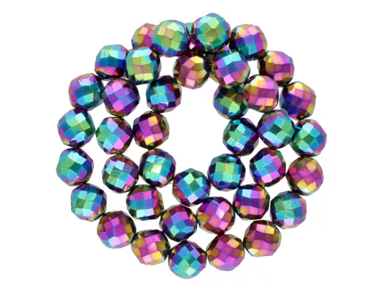 K6H09H HEMATYT KULE FASETOWANE 10 mm - 5 SZNURÓW - ZESTAW