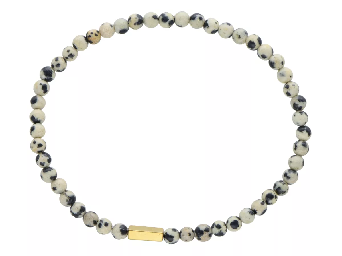 R4L70 BRANSOLETKA JASPIS DALMATYŃSKI KULE 4,5 mm