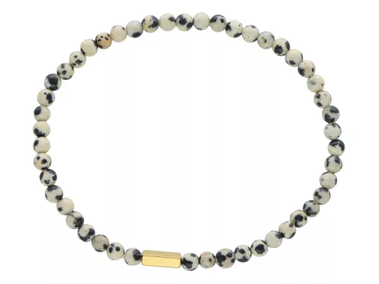 R4L70 BRANSOLETKA JASPIS DALMATYŃSKI KULE 4,5 mm