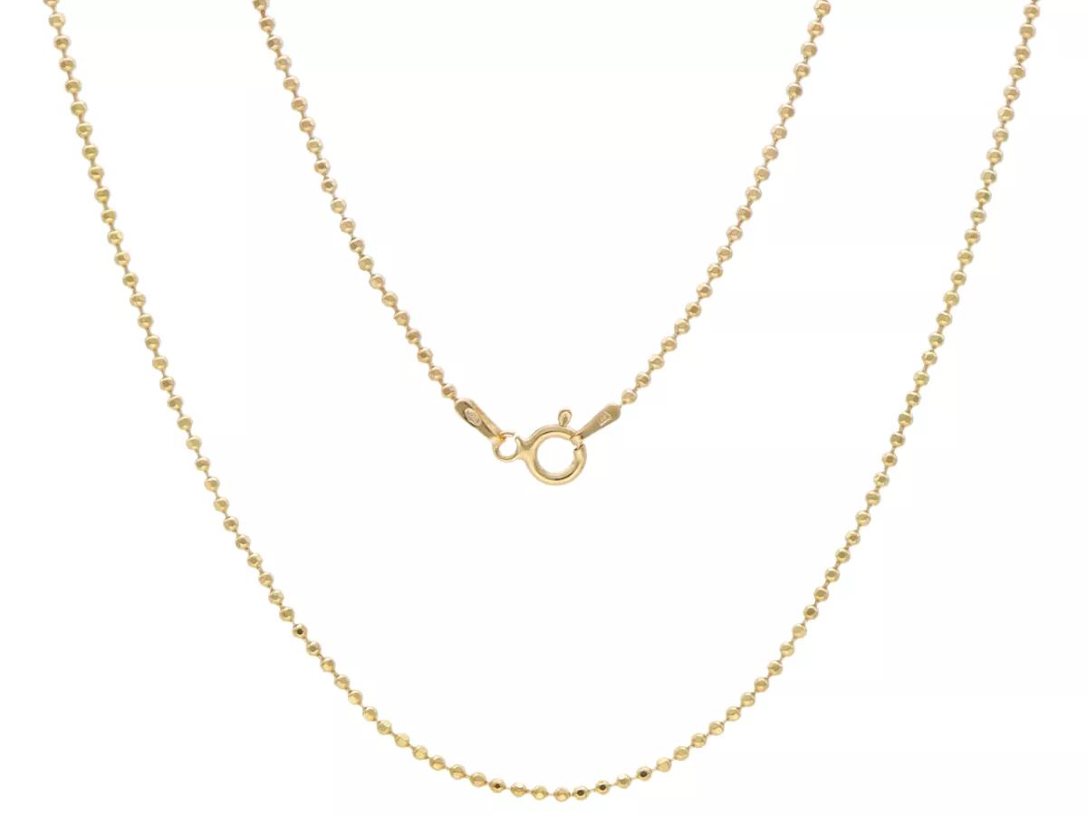 P3J59 ŁAŃCUSZEK KULKOWY 55 cm SREBRO 925 POZŁACANE