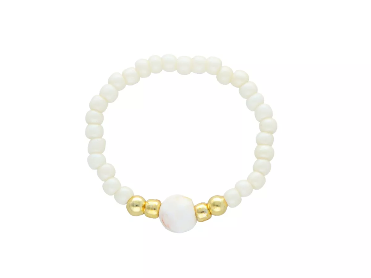 R5A96 PIERŚCIONEK AGAT I KORALIKI TOHO