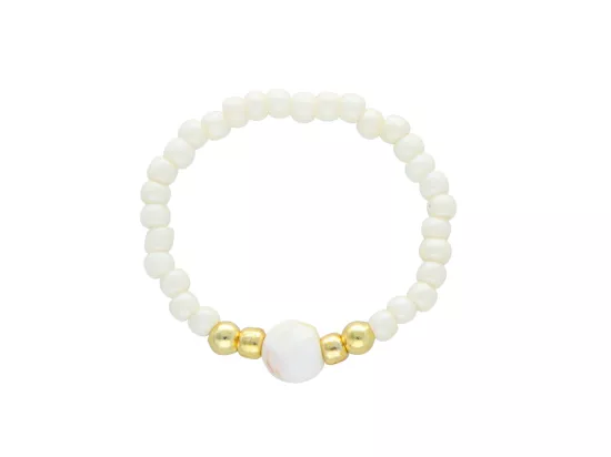 R5A96 PIERŚCIONEK AGAT I KORALIKI TOHO