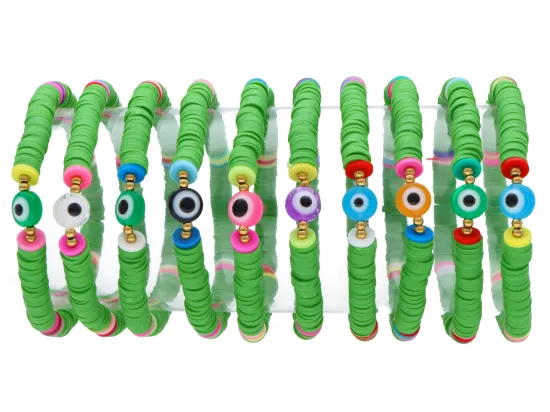 R4E79 BRANSOLETKI Z KORALIKÓW KATSUKI 6 mm MIX KOLORÓW - 10 SZTUK