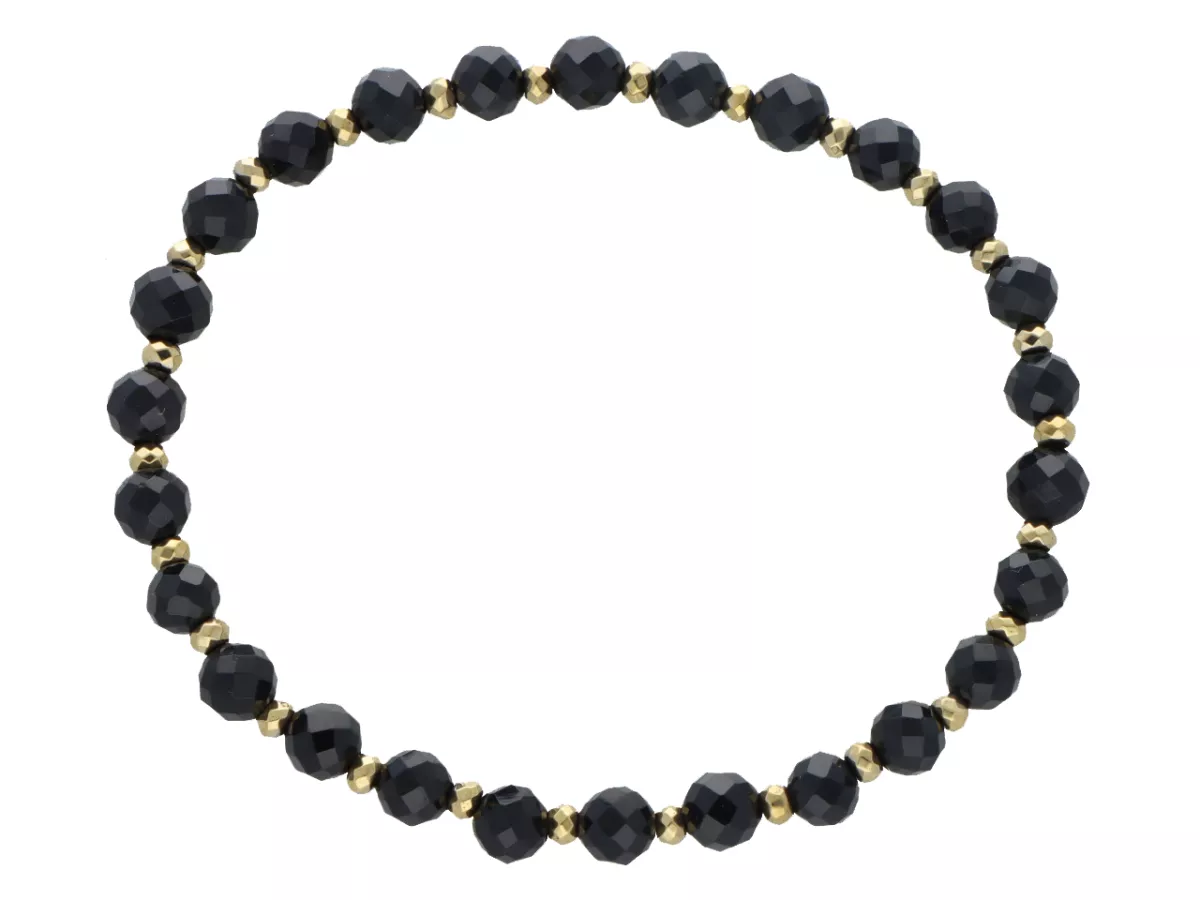 R5B81 BRANSOLETKA AGAT CZARNY I HEMATYT