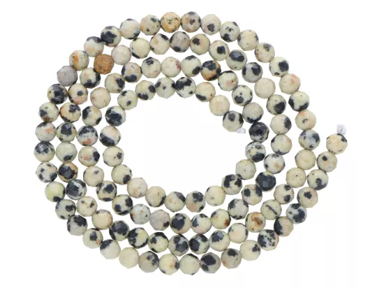 K7O49 JASPIS DALMATYŃSKI KULE FASETOWANE 3,5 mm - 1 SZNUR