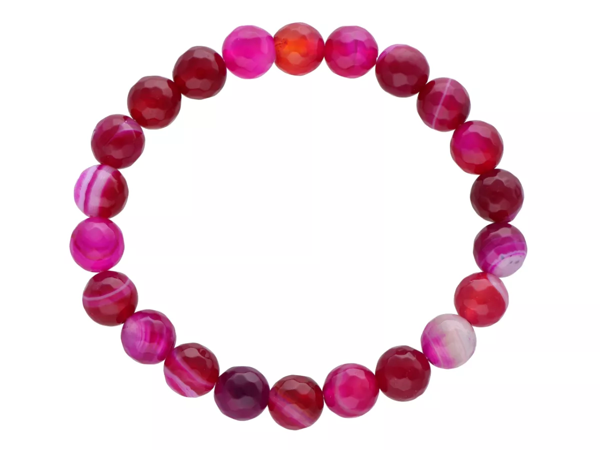 R4H82 BRANSOLETKA AGAT KULE FASETOWANE 8 mm